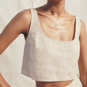 NWT Reformation Adalyn Linen Crop Top